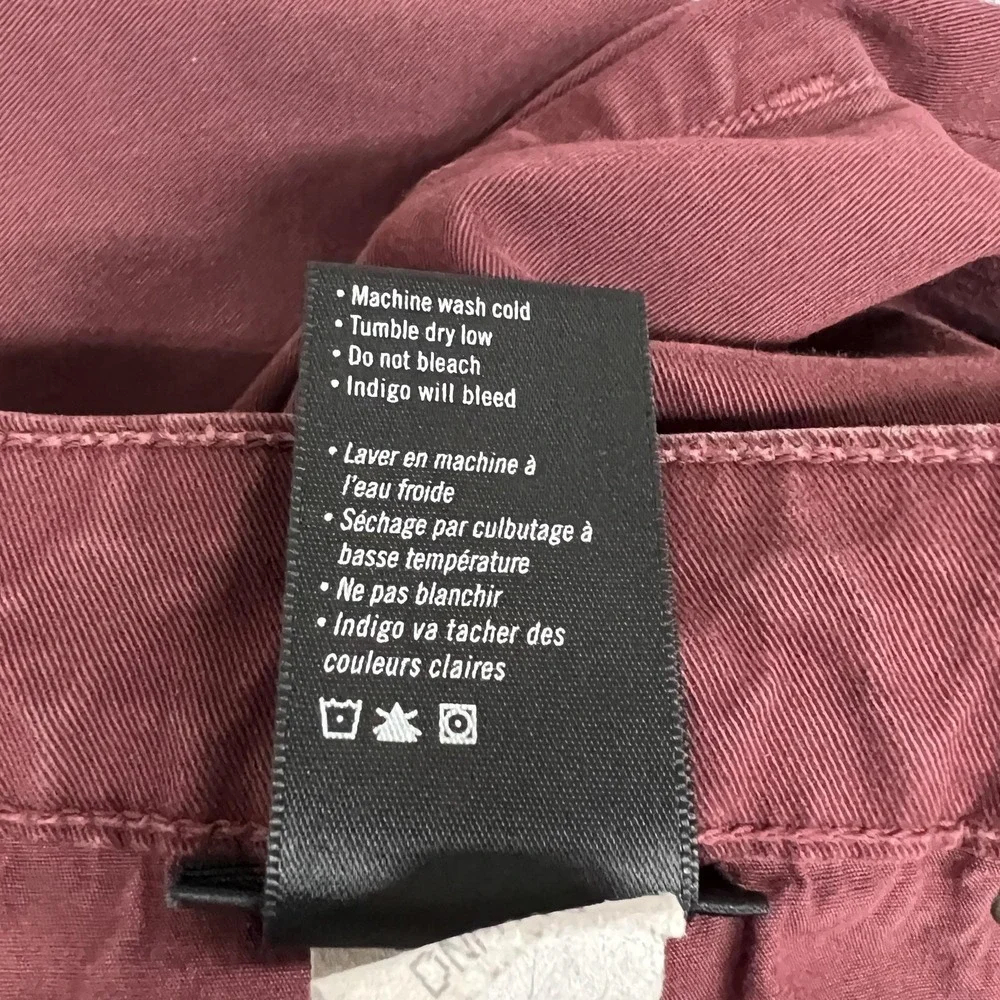 Paige Jeans Mens 31x28 Burgundy Federal Slim Straight Stretch Denim Pants Preppy